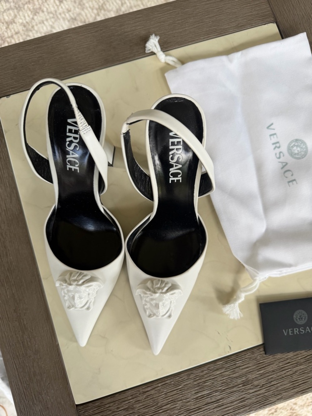 Versace White Le Medusa Slingback Pumps - Picture 3 of 7